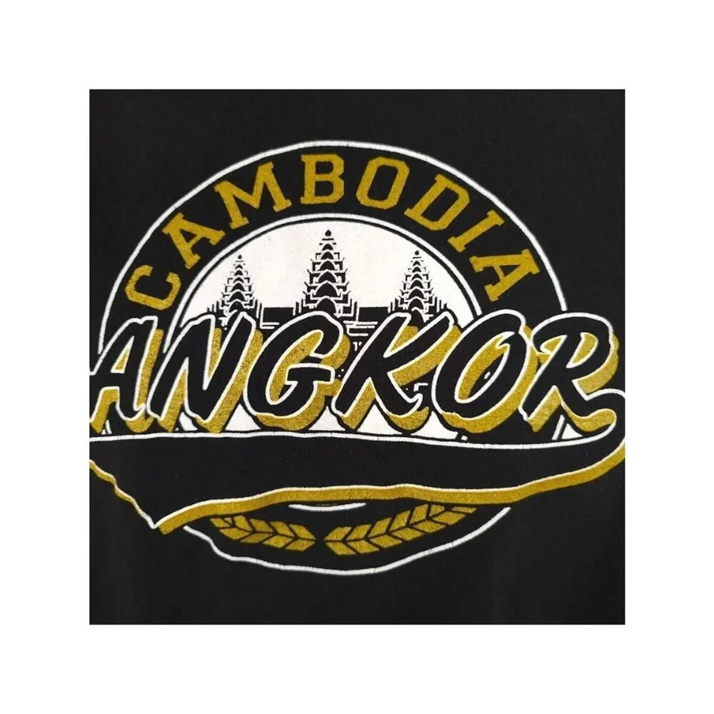 Angkor Wat T Shirt Mens Size Large Black Cambodia Travel Destination Tee